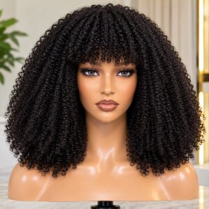 Afro Kinky Curly Wig with Bangs